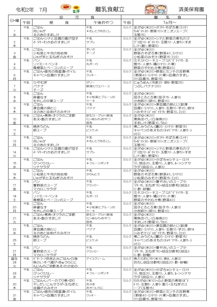 ７月離乳食のサムネイル