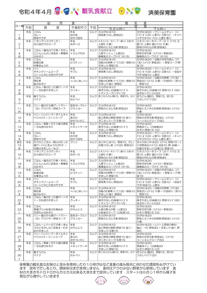 R４・４月離乳食のサムネイル