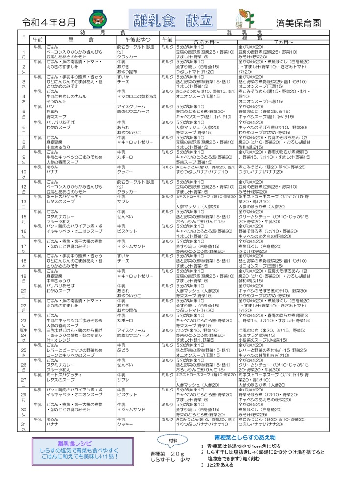 R４．8月　離乳食のサムネイル