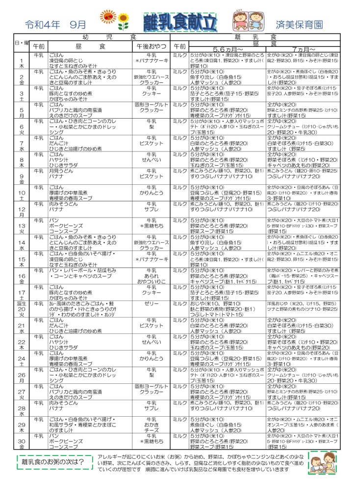 R４．9月 離乳食のサムネイル